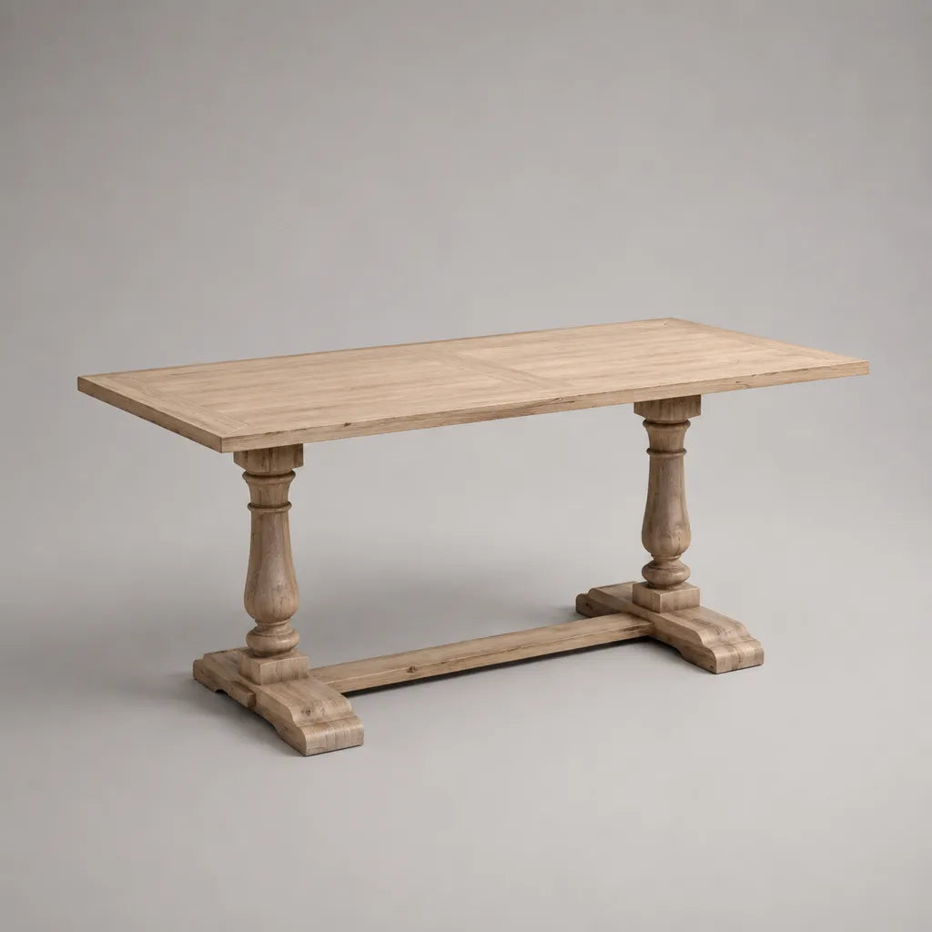 Rechteckiger Esstisch aus massivem Kiefernholz, Natur, 180 × 90 × 76 cm