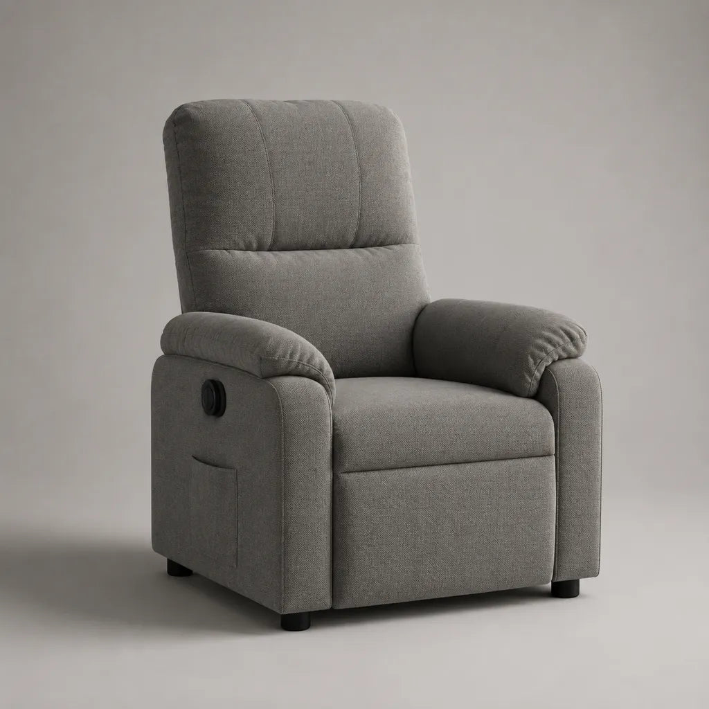 Relaxsessel mit manueller Liegefunktion und Polyesterbezug, Grau, 78 × 90 × 98 cm