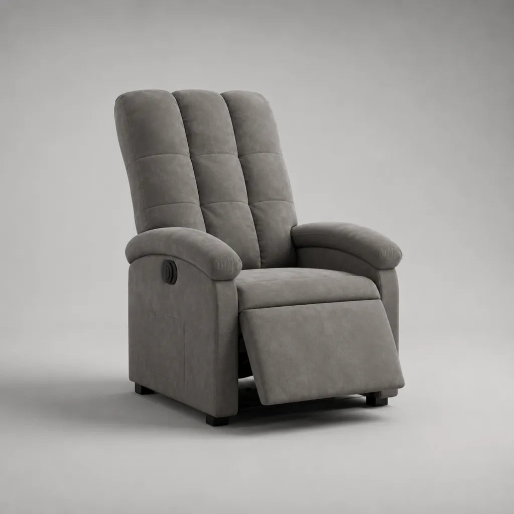 Relaxsessel mit manueller Liegefunktion, Polyester-Mikrofaser, Grau, 76 × 90 × 100 cm