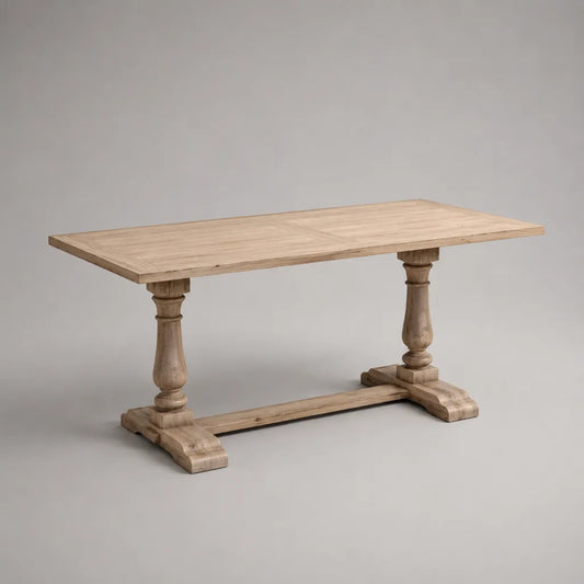 Rechteckiger Esstisch aus massivem Kiefernholz, Natur, 180 × 90 × 76 cm