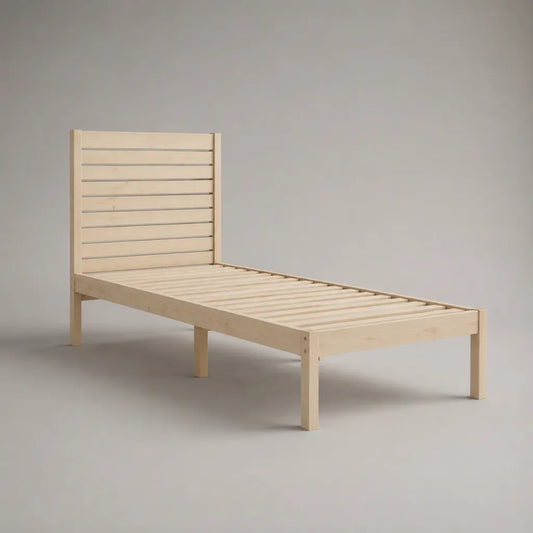 Einzelbett aus Massivholz mit Lattenrost, Naturholz, Liegefläche 90 × 200 cm