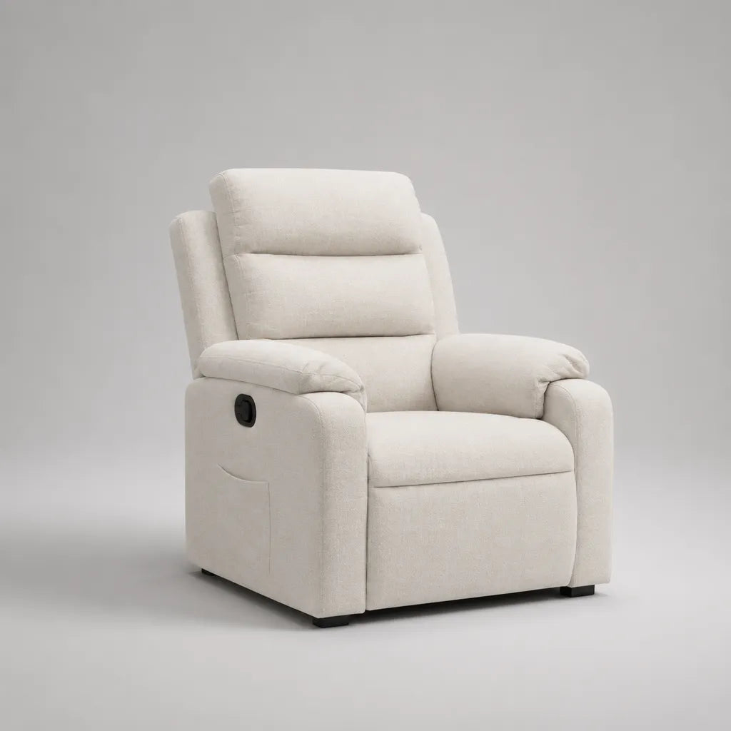 Relaxsessel mit manueller Liegefunktion, Cremeweiß, 89 x 95 x 103 cm, Polyester-Chenille