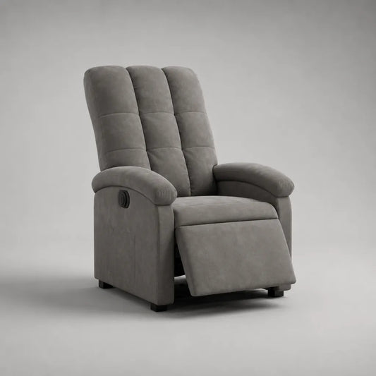 Relaxsessel mit manueller Liegefunktion, Polyester-Mikrofaser, Grau, 76 × 90 × 100 cm